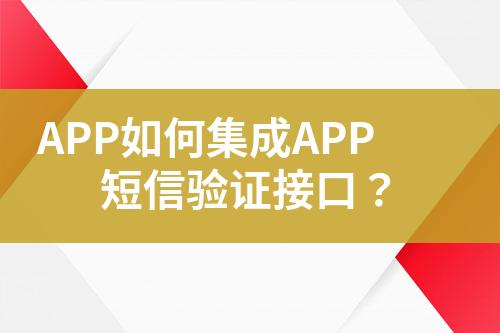 APP如何集成APP短信验证接口？