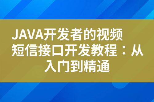 JAVA开发者的视频短信接口开发教程：从入门到精通