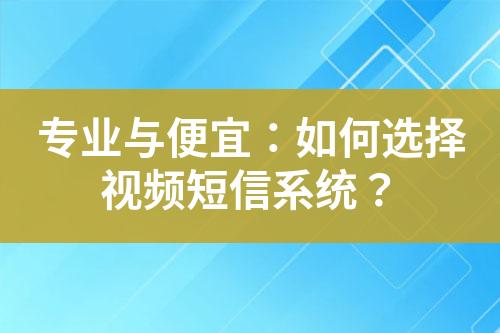 专业与便宜：如何选择视频短信系统？