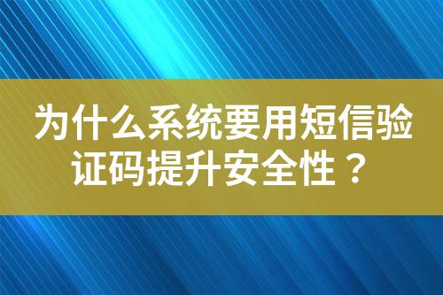 为什么系统要用短信验证码提升安全性？