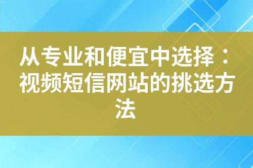 从专业和便宜中选择：视频短信网站的挑选方法