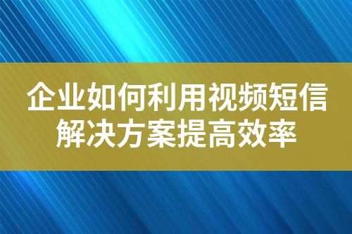 企业如何利用视频短信解决方案提高效率