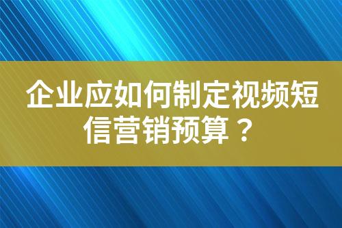 企业应如何制定视频短信营销预算？