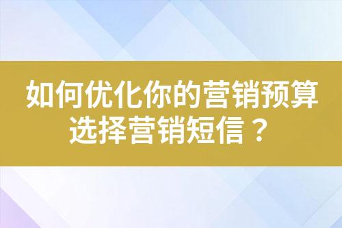 如何优化你的营销预算选择营销短信？