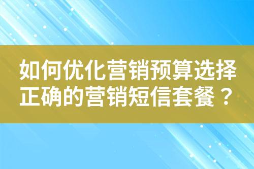 如何优化营销预算选择正确的营销短信套餐？