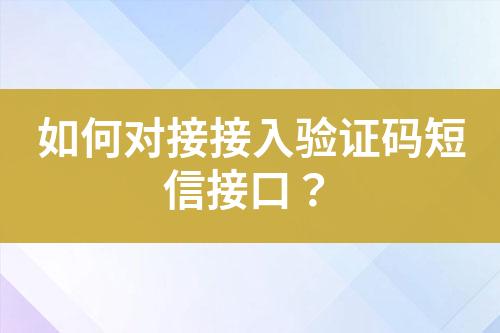 如何对接接入验证码短信接口？