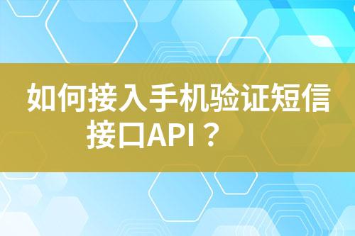 如何接入手机验证短信接口API？