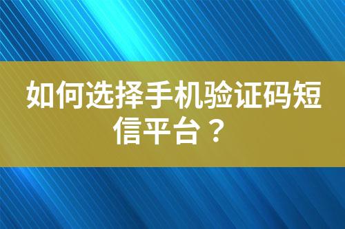 如何选择手机验证码短信平台？