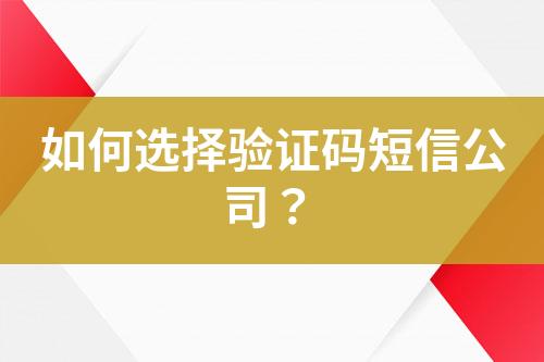 如何选择验证码短信公司？