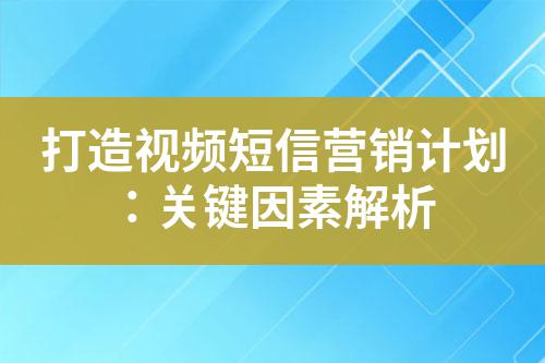 打造视频短信营销计划：关键因素解析