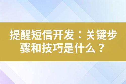 提醒短信开发：关键步骤和技巧是什么？