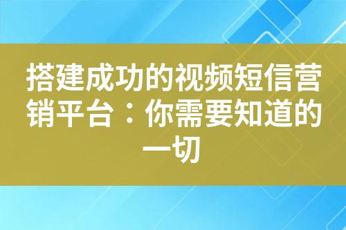 搭建成功的视频短信营销平台：你需要知道的一切