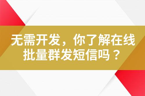 无需开发，你了解在线批量群发短信吗？