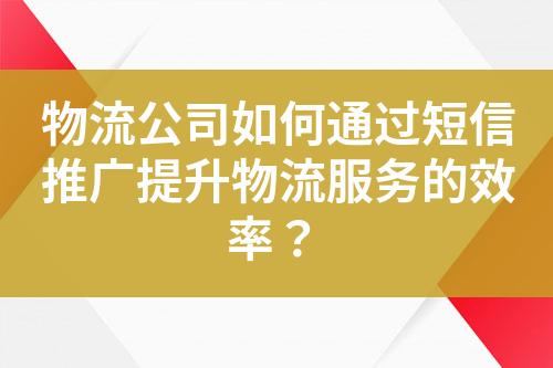 物流公司如何通过短信推广提升物流服务的效率？