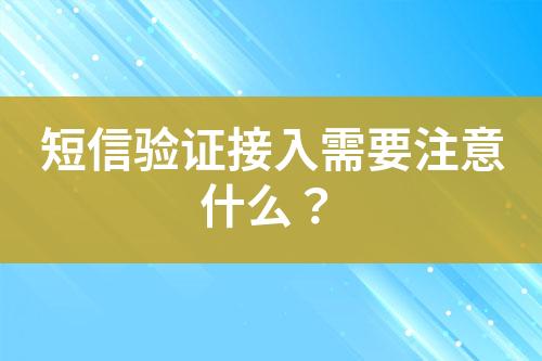 短信验证接入需要注意什么？