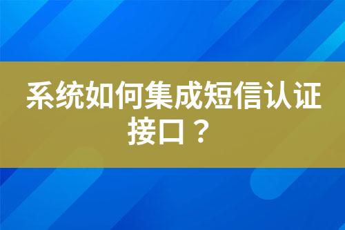 系统如何集成短信认证接口？