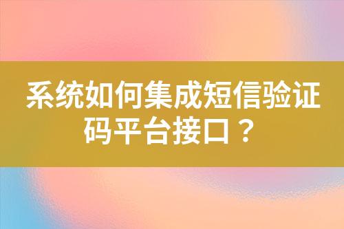 系统如何集成短信验证码平台接口？