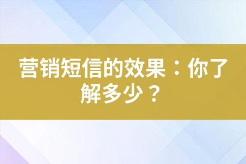 营销短信的效果：你了解多少？