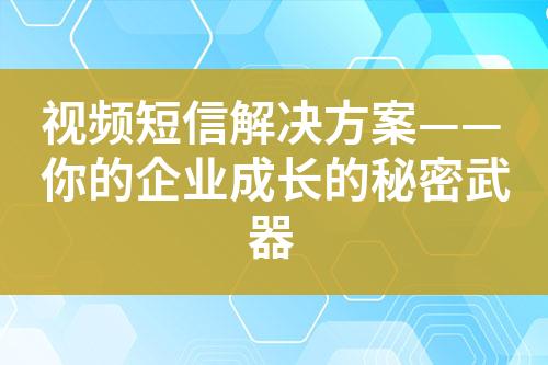 视频短信解决方案——你的企业成长的秘密武器