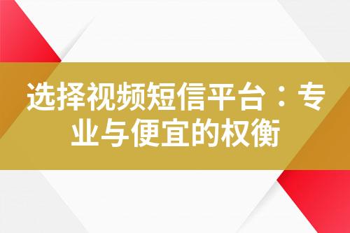 选择视频短信平台：专业与便宜的权衡