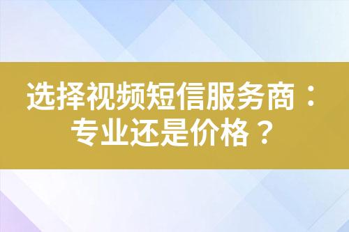 选择视频短信服务商：专业还是价格？