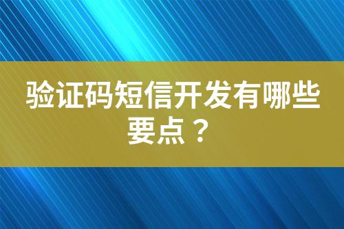 验证码短信开发有哪些要点？